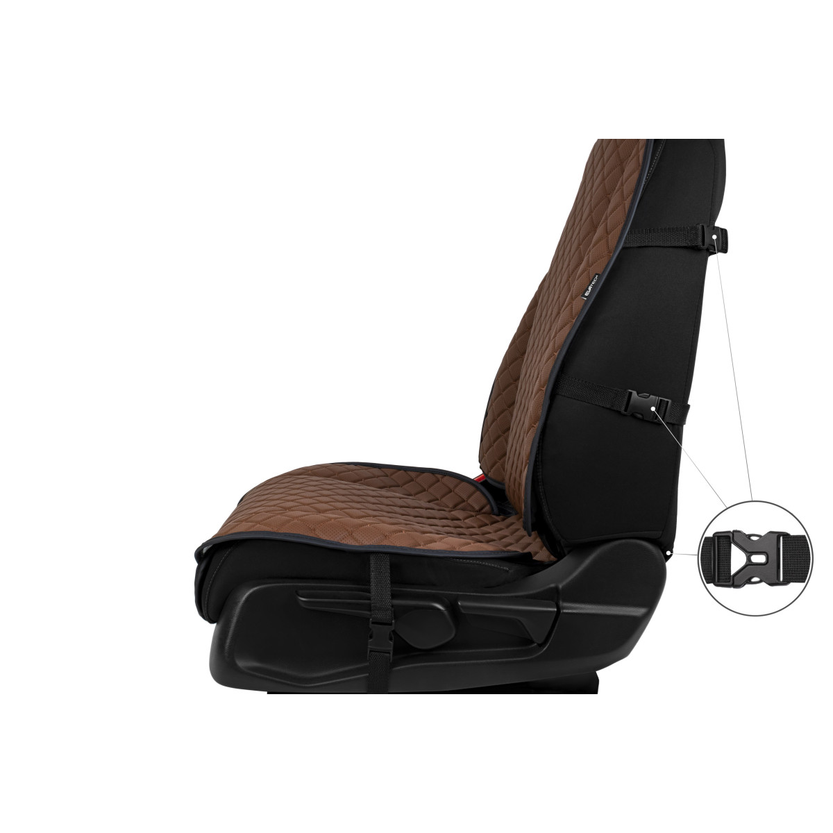 EVAtech ECO Max Autositzbezüge, 2 Stk. - braun / schwarze Kanten / braune Nähte EVAtech ECO Max Autositzbezüge, 2 Stk. - braun / schwarze Kanten / braune Nähte