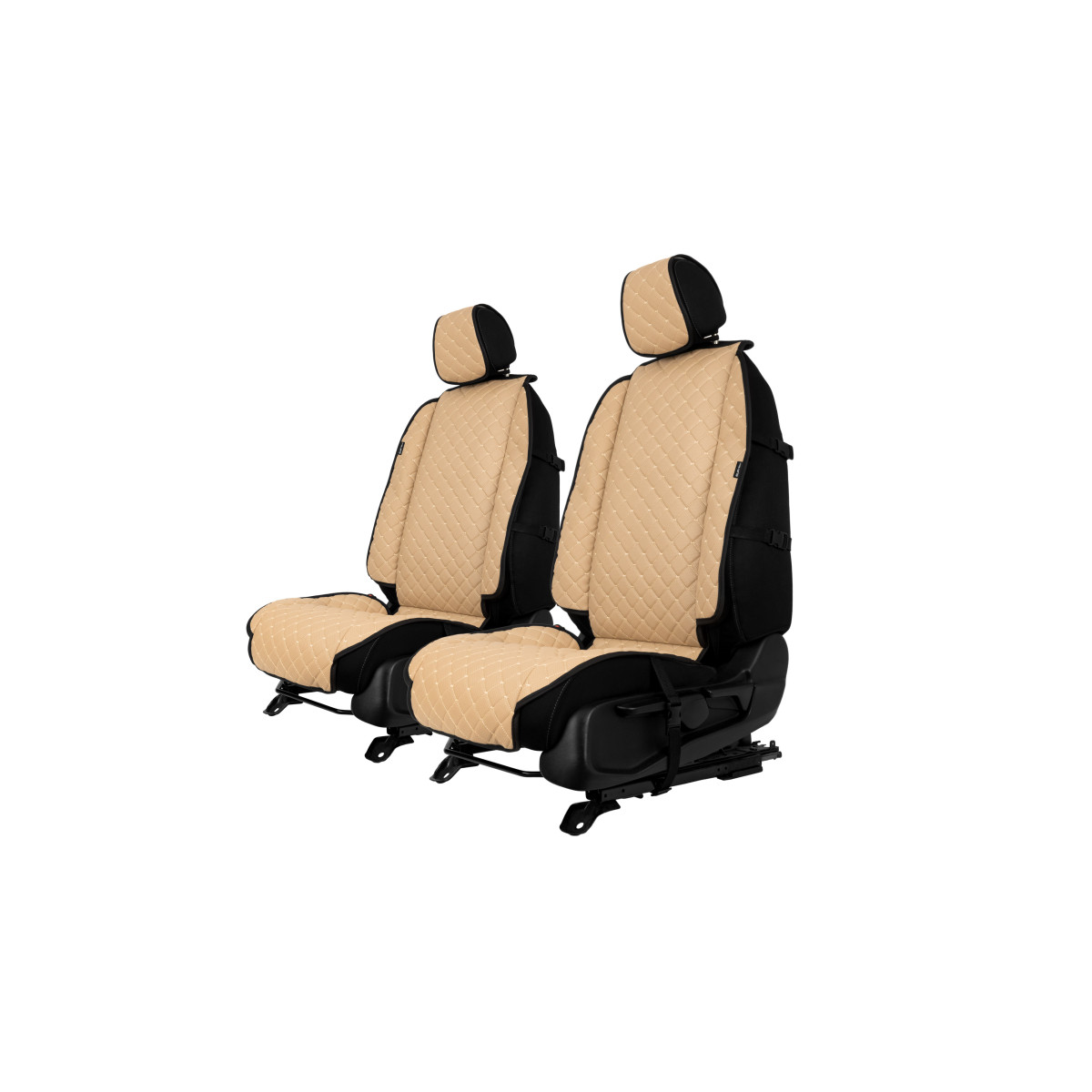 EVAtech ECO Max Autositzbezüge 2 Stk. - beige / schwarze Kanten / beigefarbene Nähte EVAtech ECO Max Autositzbezüge 2 Stk. - beige / schwarze Kanten / beigefarbene Nähte