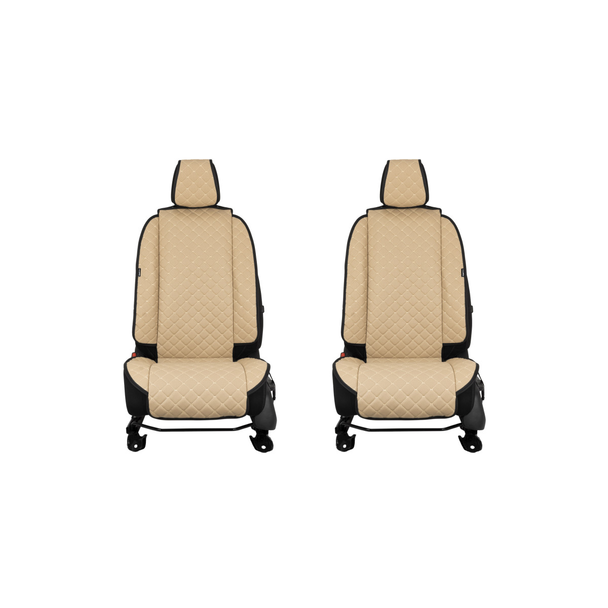 EVAtech ECO Max Autositzbezüge 2 Stk. - beige / schwarze Kanten / beigefarbene Nähte EVAtech ECO Max Autositzbezüge 2 Stk. - beige / schwarze Kanten / beigefarbene Nähte