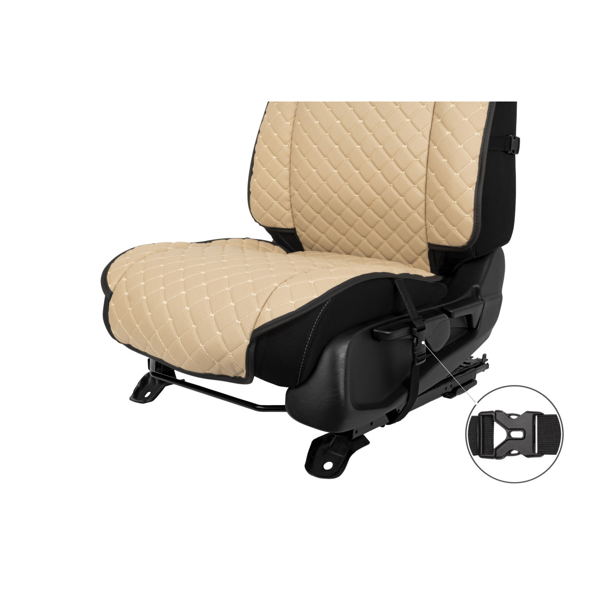 EVAtech ECO Max Autositzbezüge 2 Stk. - beige / schwarze Kanten / beigefarbene Nähte EVAtech ECO Max Autositzbezüge 2 Stk. - beige / schwarze Kanten / beigefarbene Nähte