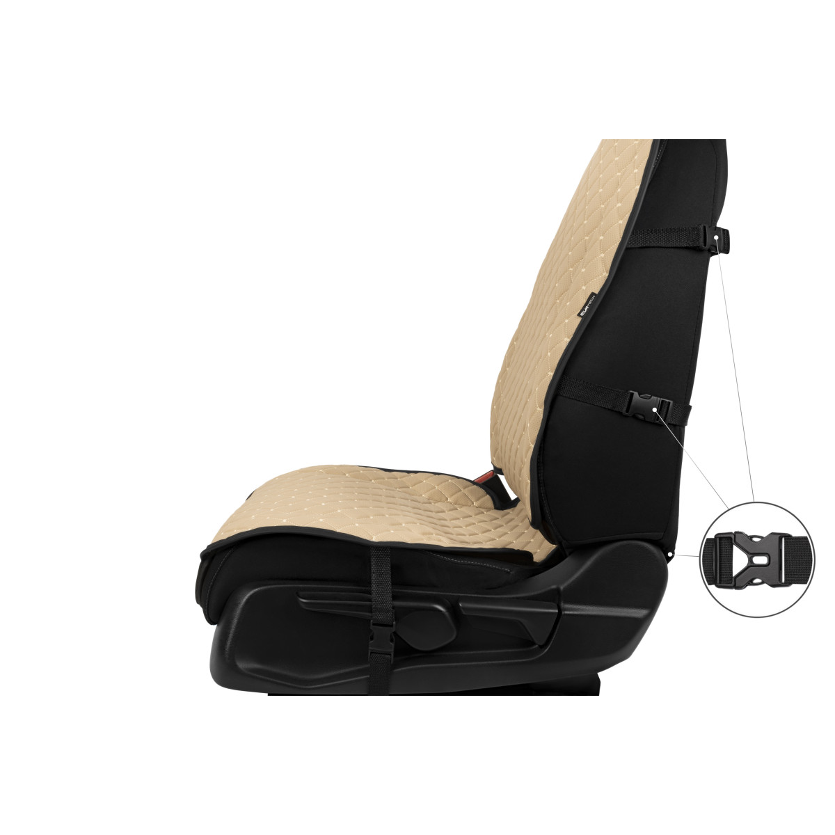 EVAtech ECO Max Autositzbezüge 2 Stk. - beige / schwarze Kanten / beigefarbene Nähte EVAtech ECO Max Autositzbezüge 2 Stk. - beige / schwarze Kanten / beigefarbene Nähte