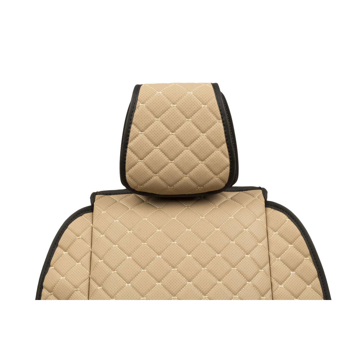 EVAtech ECO Max Autositzbezüge 2 Stk. - beige / schwarze Kanten / beigefarbene Nähte EVAtech ECO Max Autositzbezüge 2 Stk. - beige / schwarze Kanten / beigefarbene Nähte