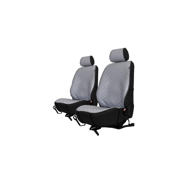 EVAtech ECO PRO Autositzbezüge, 2 Stk. - grau / schwarze Kanten / graue Nähte