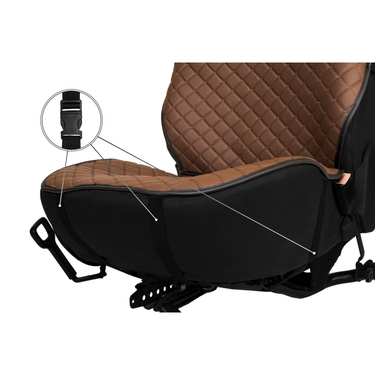 EVAtech ECO PRO Autositzbezüge, 2 Stk. - braun / schwarze Kanten / braune Nähte EVAtech ECO PRO Autositzbezüge, 2 Stk. - braun / schwarze Kanten / braune Nähte