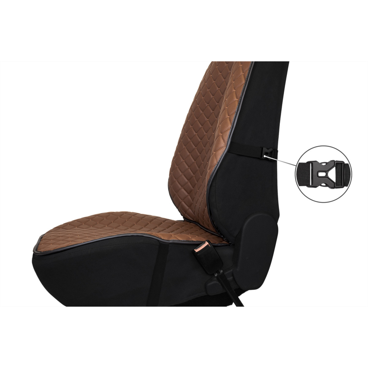 EVAtech ECO PRO Autositzbezüge, 2 Stk. - braun / schwarze Kanten / braune Nähte EVAtech ECO PRO Autositzbezüge, 2 Stk. - braun / schwarze Kanten / braune Nähte