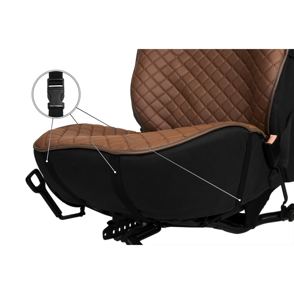 EVAtech ECO PRO Autositzbezüge, 2 Stk. - braun / braune Kanten / braune Nähte EVAtech ECO PRO Autositzbezüge, 2 Stk. - braun / braune Kanten / braune Nähte