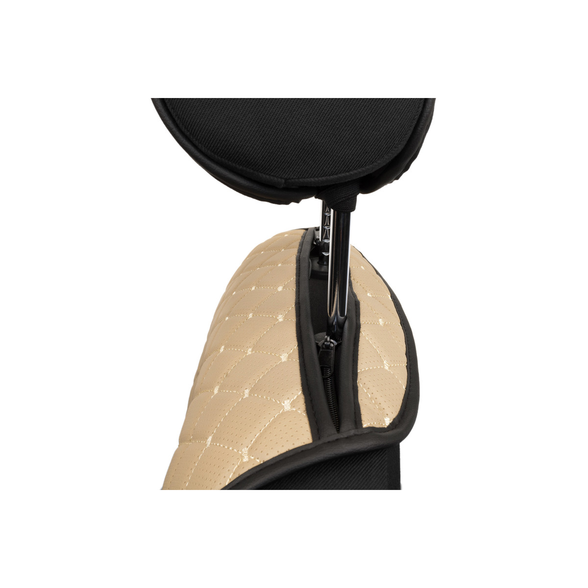 EVAtech ECO PRO Autositzbezüge, 2 Stk. - beige / schwarze Kanten / beigefarbene Nähte