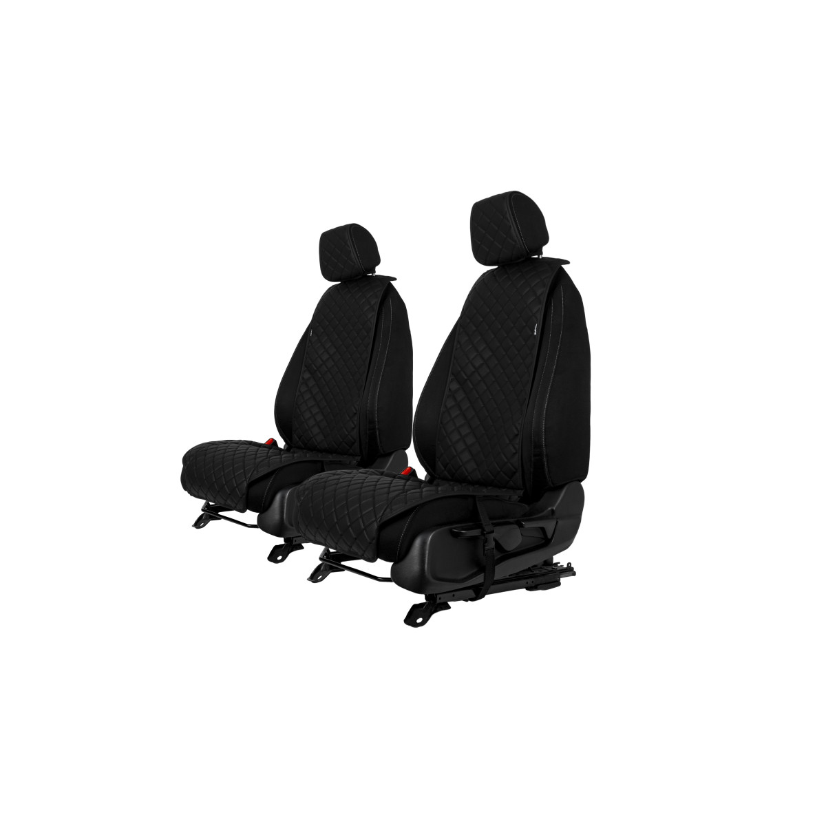 EVAtech ECO Standard Autositzbezüge, 2 Stk. - schwarz / schwarze Kanten / schwarze Nähte