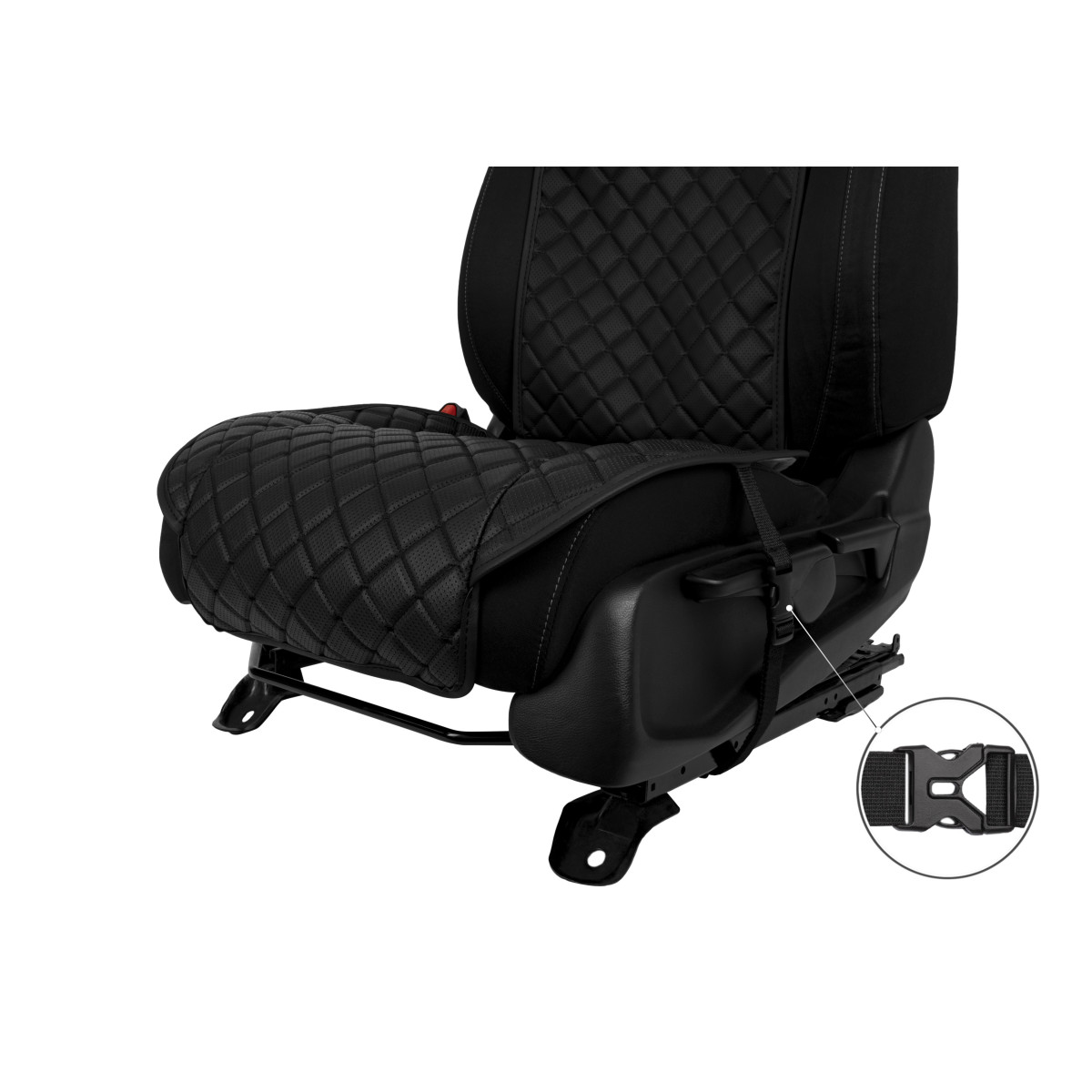 EVAtech ECO Standard Autositzbezüge, 2 Stk. - schwarz / schwarze Kanten / schwarze Nähte