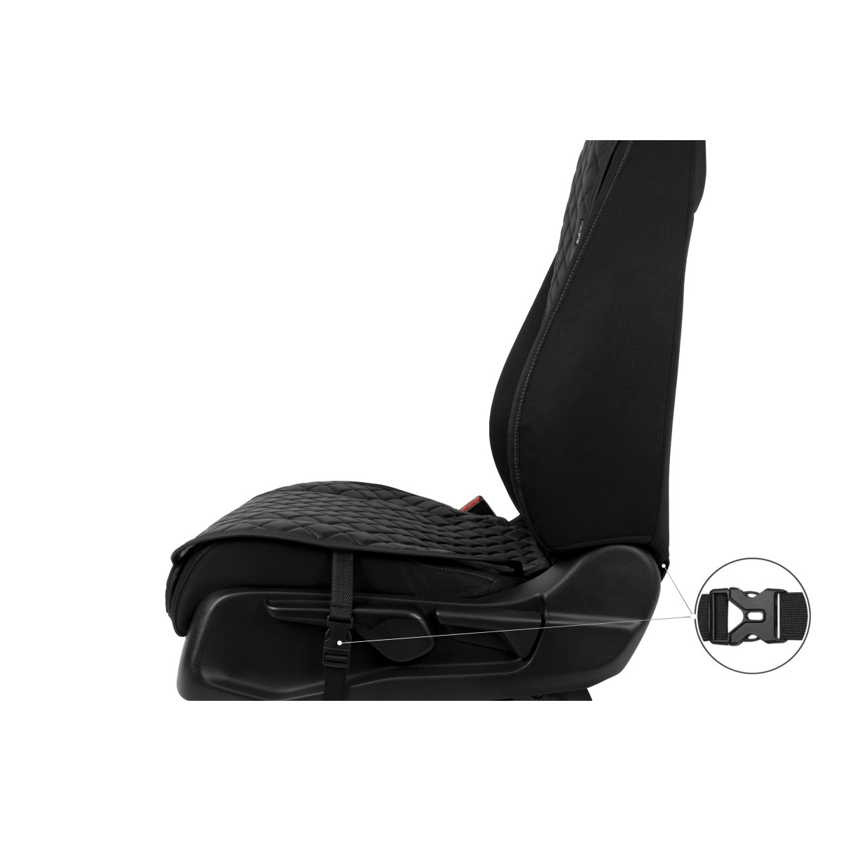 EVAtech ECO Standard Autositzbezüge, 2 Stk. - schwarz / schwarze Kanten / schwarze Nähte