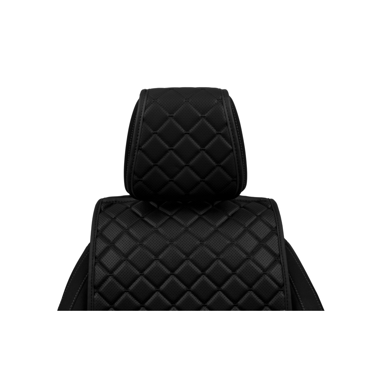 EVAtech ECO Standard Autositzbezüge, 2 Stk. - schwarz / schwarze Kanten / schwarze Nähte