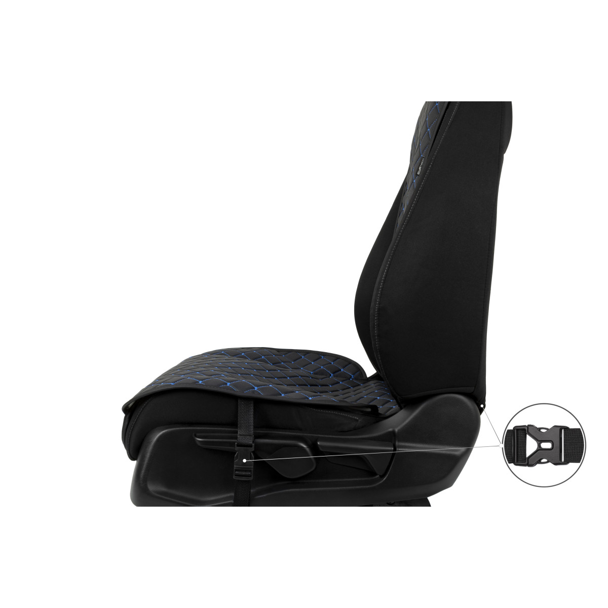 EVAtech ECO Standard Autositzbezüge, 2 Stk. - schwarz / schwarze Kanten / blaue Nähte EVAtech ECO Standard Autositzbezüge, 2 Stk. - schwarz / schwarze Kanten / blaue Nähte