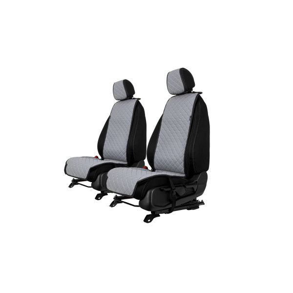 EVAtech ECO Standard Autositzbezüge, 2 Stk. - grau / schwarze Kanten / graue Nähte