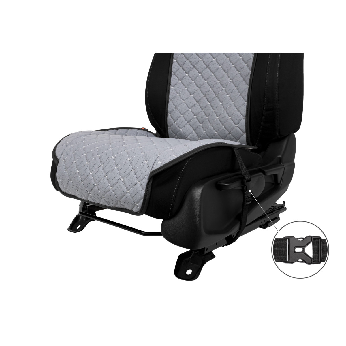 EVAtech ECO Standard Autositzbezüge, 2 Stk. - grau / schwarze Kanten / graue Nähte EVAtech ECO Standard Autositzbezüge, 2 Stk. - grau / schwarze Kanten / graue Nähte