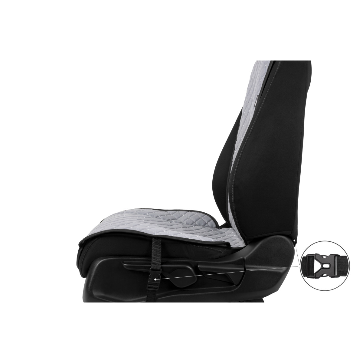 EVAtech ECO Standard Autositzbezüge, 2 Stk. - grau / schwarze Kanten / graue Nähte EVAtech ECO Standard Autositzbezüge, 2 Stk. - grau / schwarze Kanten / graue Nähte