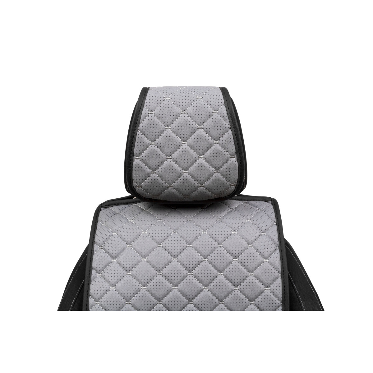 EVAtech ECO Standard Autositzbezüge, 2 Stk. - grau / schwarze Kanten / graue Nähte EVAtech ECO Standard Autositzbezüge, 2 Stk. - grau / schwarze Kanten / graue Nähte