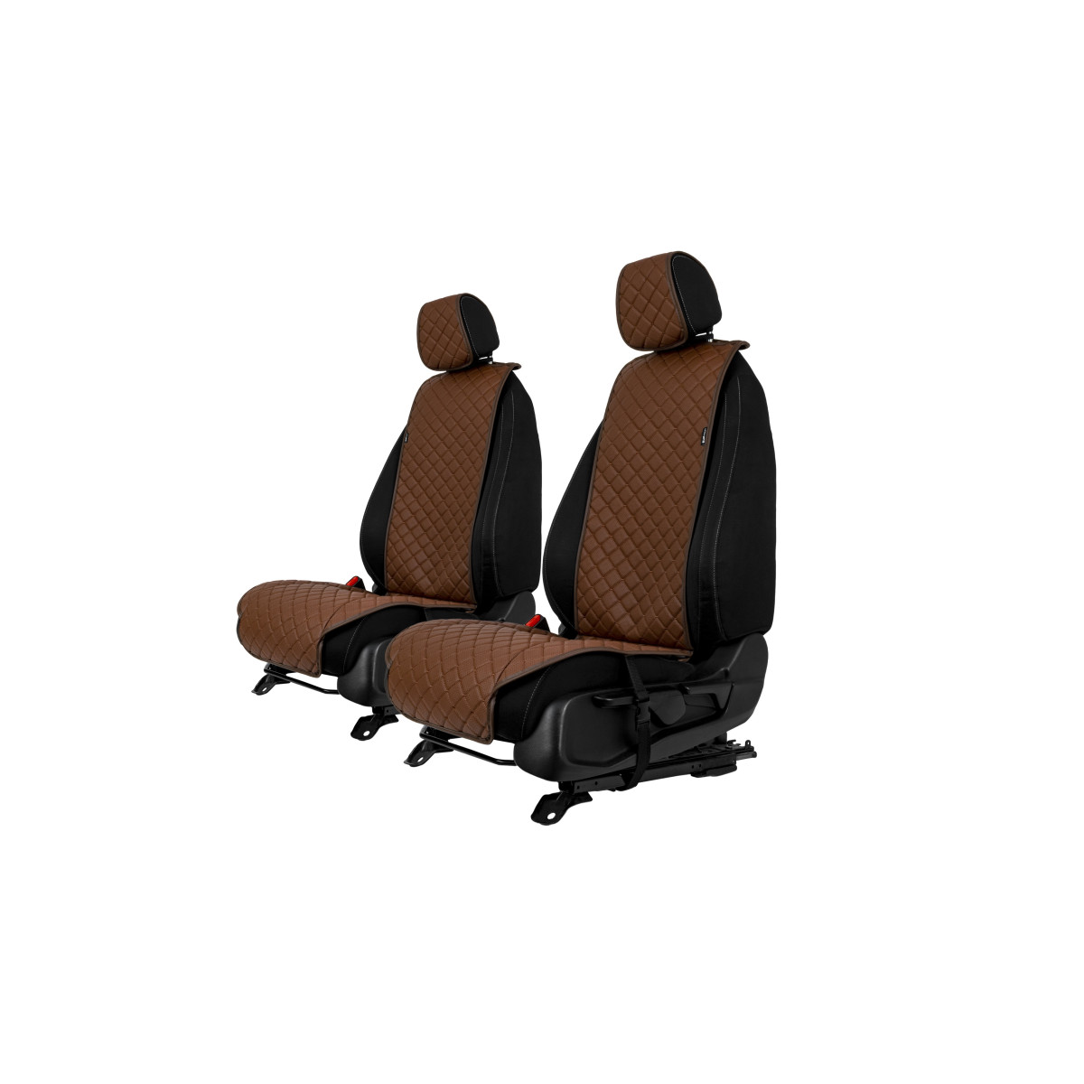 EVAtech ECO Standard Autositzbezüge, 2 Stk. - braun / braune Kanten / braune Nähte