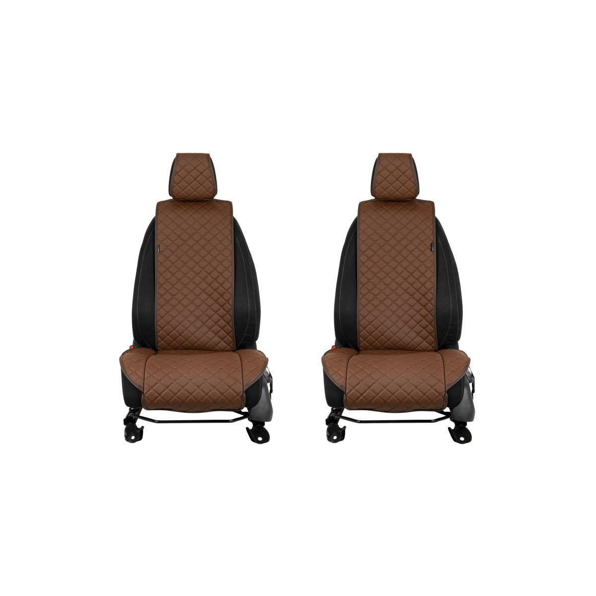 EVAtech ECO Standard Autositzbezüge, 2 Stk. - braun / braune Kanten / braune Nähte
