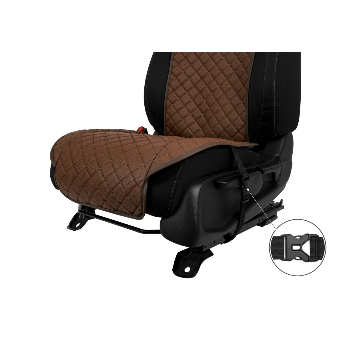 EVAtech ECO Standard Autositzbezüge, 2 Stk. - braun / braune Kanten / braune Nähte