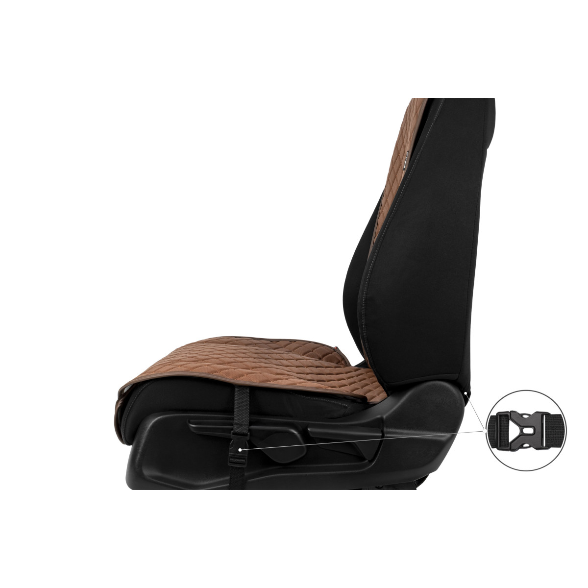 EVAtech ECO Standard Autositzbezüge, 2 Stk. - braun / braune Kanten / braune Nähte