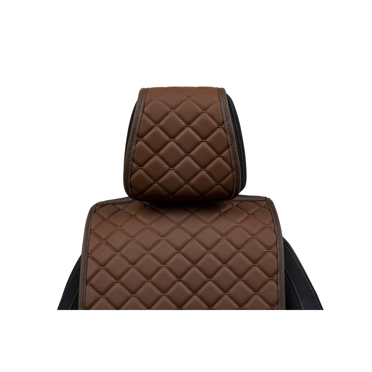 EVAtech ECO Standard Autositzbezüge, 2 Stk. - braun / braune Kanten / braune Nähte