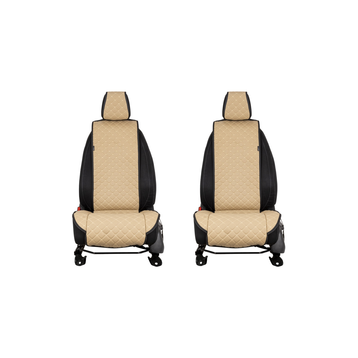EVAtech ECO Standard Autositzbezüge, 2 Stk. - beige / schwarze Kanten / beigefarbene Nähte EVAtech ECO Standard Autositzbezüge, 2 Stk. - beige / schwarze Kanten / beigefarbene Nähte