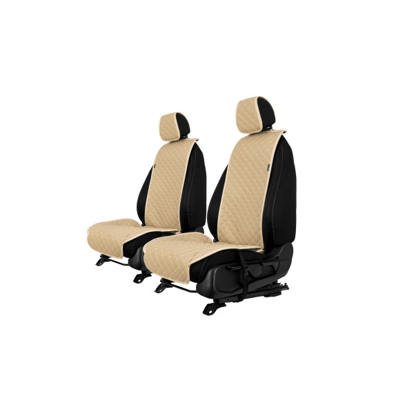 EVAtech ECO Standard Autositzbezüge, 2 Stk. - beige / beigefarbene Kanten / beigefarbene Nähte