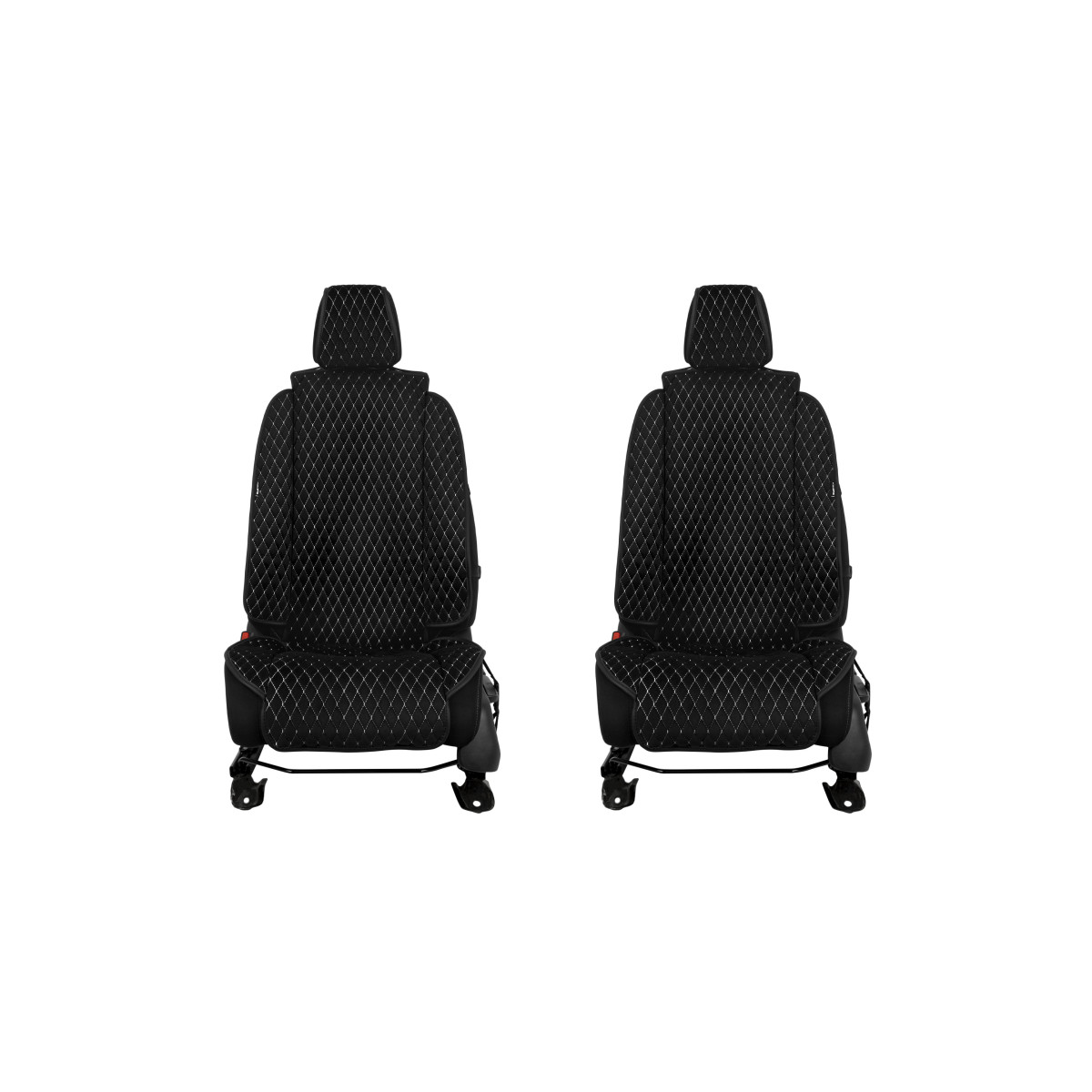 EVAtech Max Autositzbezüge, 2 Stk. - schwarz / schwarze Kanten / weiße Nähte EVAtech Max Autositzbezüge, 2 Stk. - schwarz / schwarze Kanten / weiße Nähte