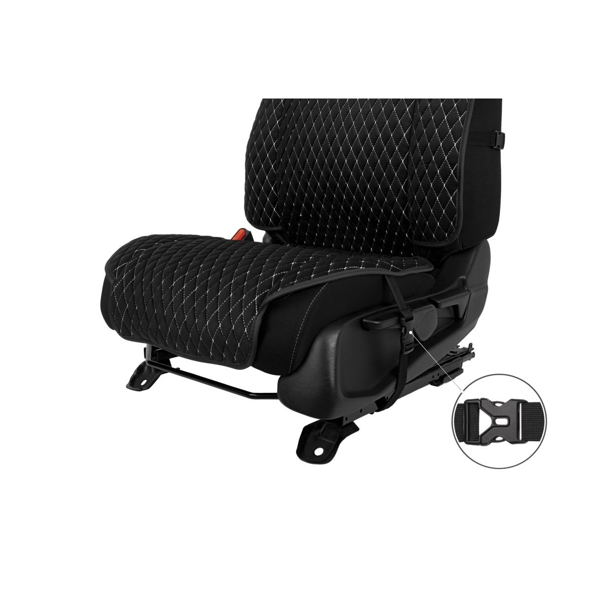 EVAtech Max Autositzbezüge, 2 Stk. - schwarz / schwarze Kanten / weiße Nähte EVAtech Max Autositzbezüge, 2 Stk. - schwarz / schwarze Kanten / weiße Nähte