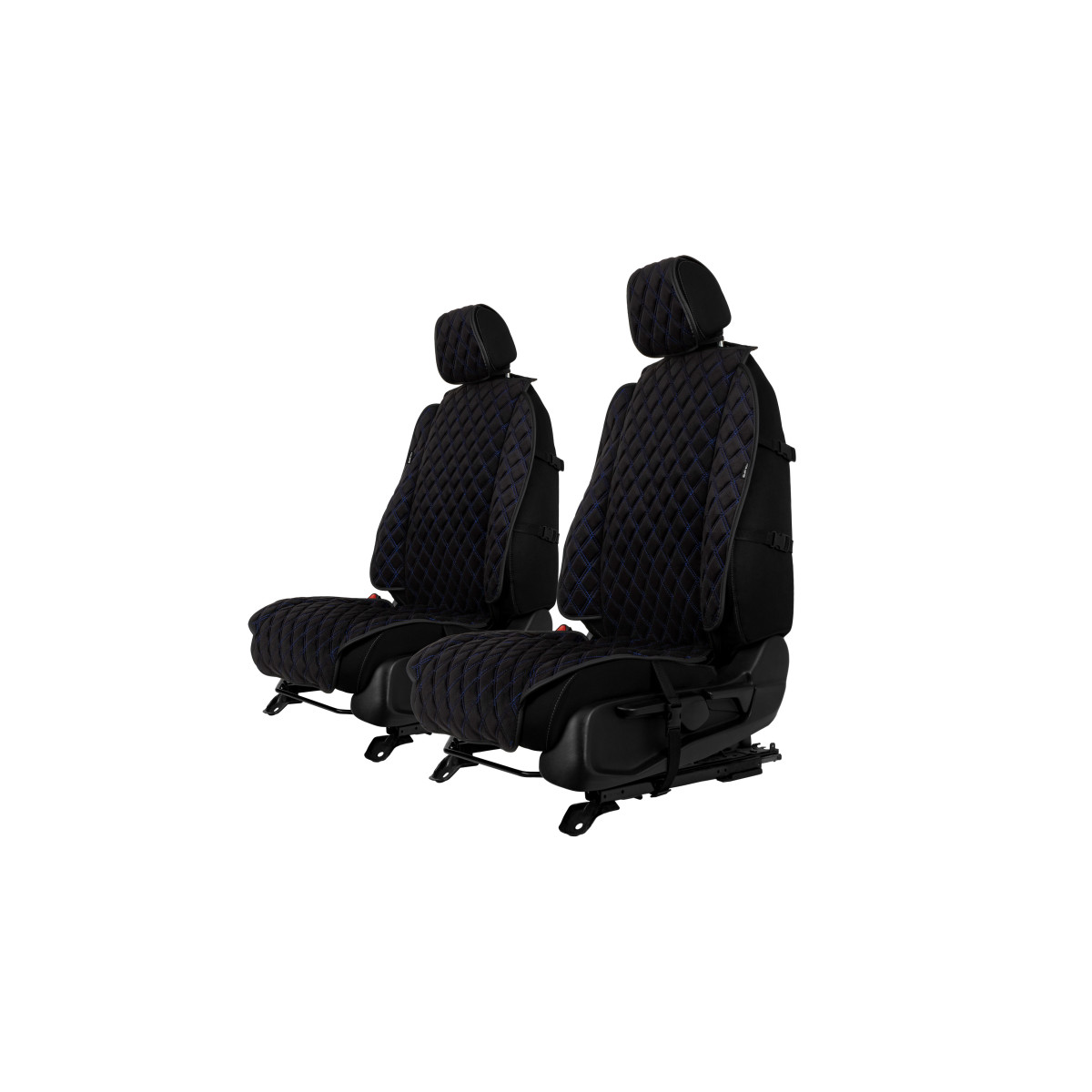 EVAtech Max Autositzbezüge, 2 Stk. - schwarz / schwarze Kanten / blaue Nähte EVAtech Max Autositzbezüge, 2 Stk. - schwarz / schwarze Kanten / blaue Nähte