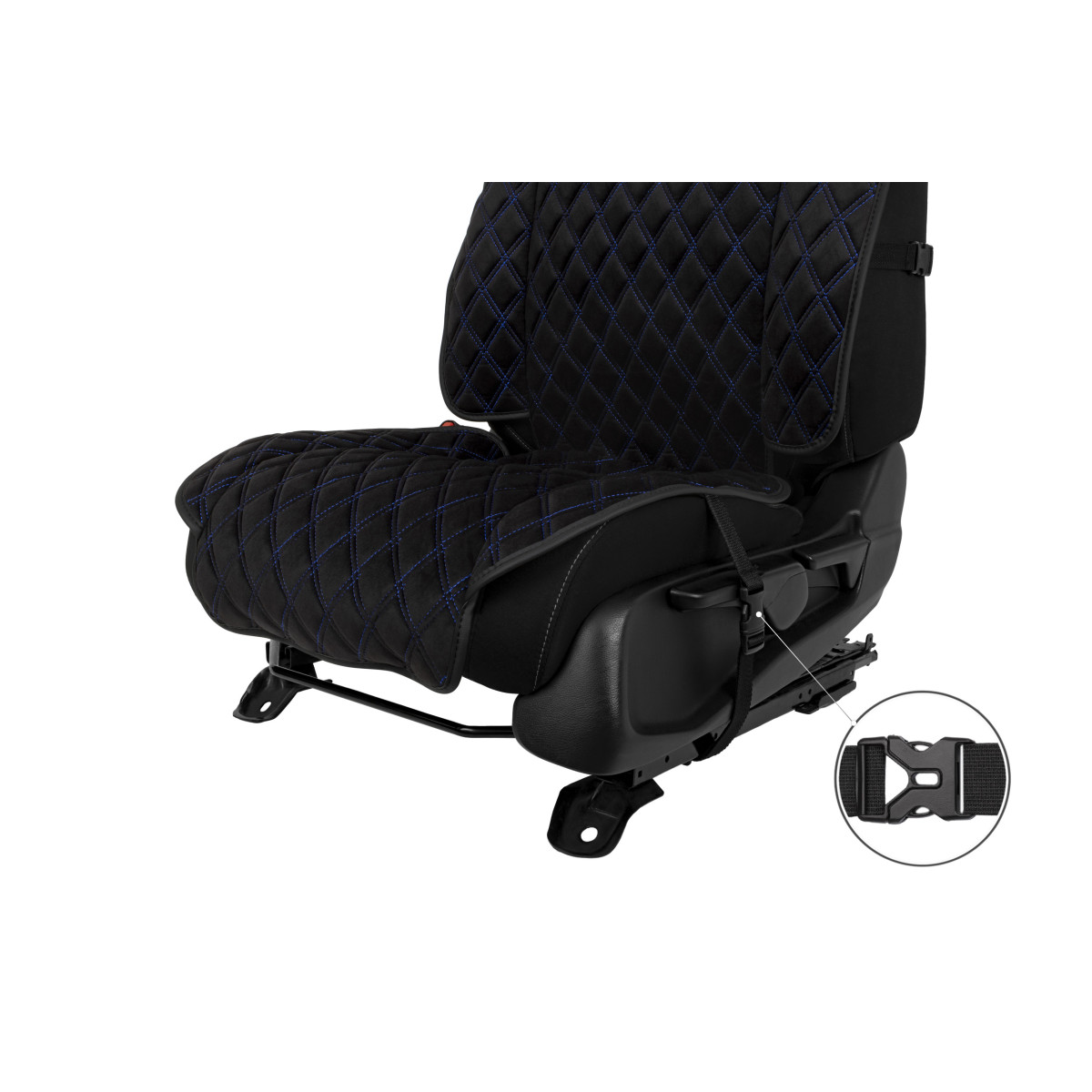 EVAtech Max Autositzbezüge, 2 Stk. - schwarz / schwarze Kanten / blaue Nähte EVAtech Max Autositzbezüge, 2 Stk. - schwarz / schwarze Kanten / blaue Nähte