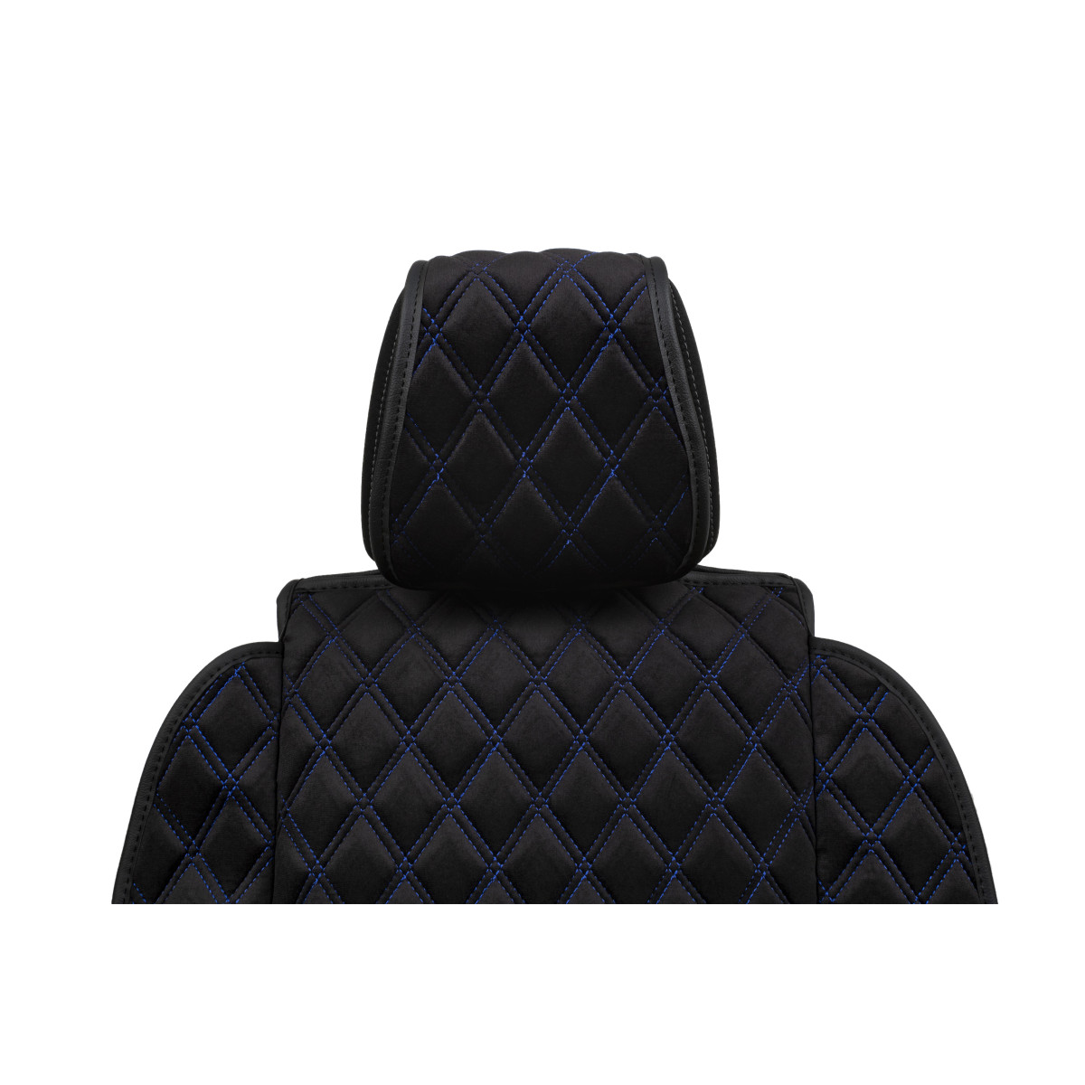 EVAtech Max Autositzbezüge, 2 Stk. - schwarz / schwarze Kanten / blaue Nähte EVAtech Max Autositzbezüge, 2 Stk. - schwarz / schwarze Kanten / blaue Nähte