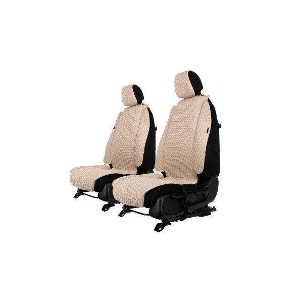 EVAtech Max Autositzbezüge, 2 Stk. - beige / beigefarbene Kanten / beigefarbene Nähte