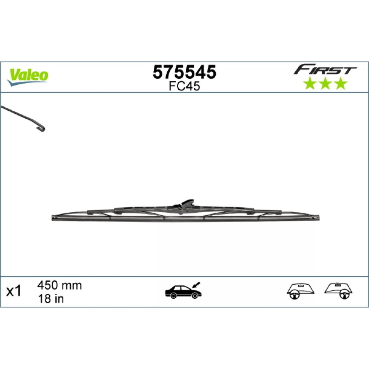 Wischer Valeo First VF45, 450 mm Wischer Valeo First VF45, 450 mm