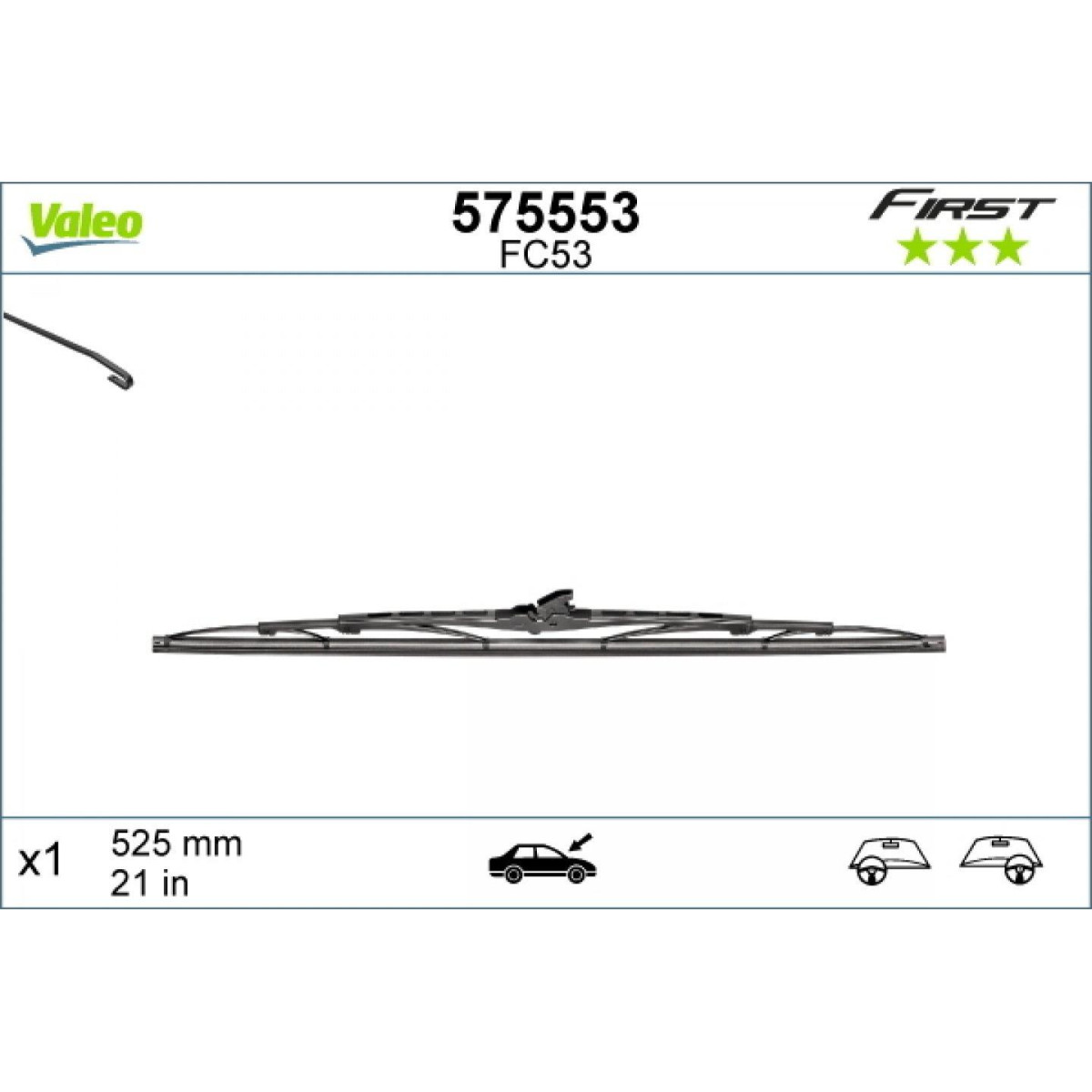 Wischer Valeo First VF53, 525 mm Wischer Valeo First VF53, 525 mm