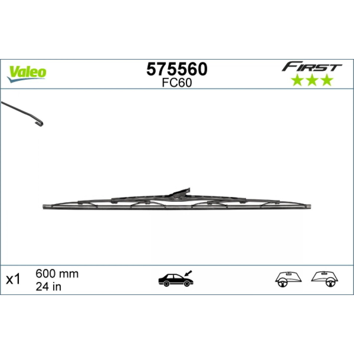 Wischer Valeo First VF60, 600 mm Wischer Valeo First VF60, 600 mm