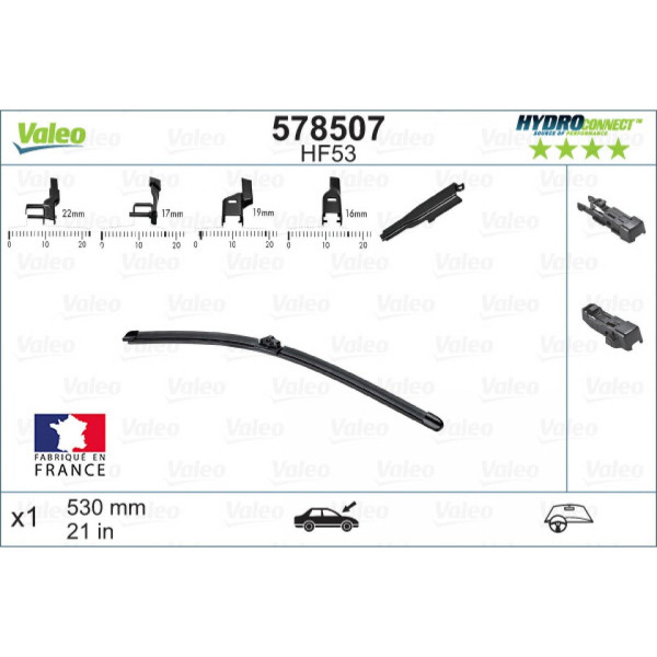 Wischer Valeo HydroConnect HF53, 530 mm