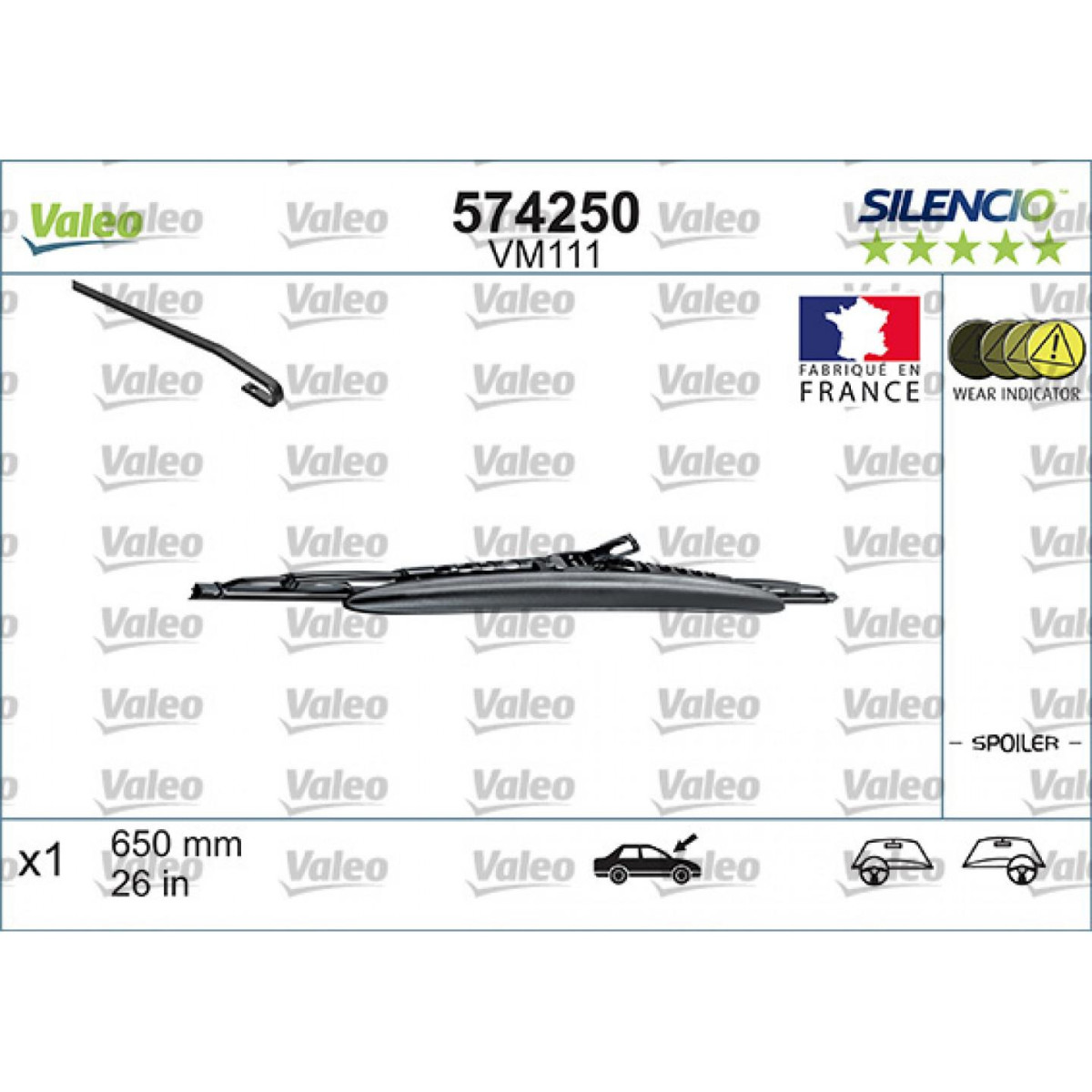 Wischer Valeo Silencio Performance Spoiler VM111, 650 mm Wischer Valeo Silencio Performance Spoiler VM111, 650 mm