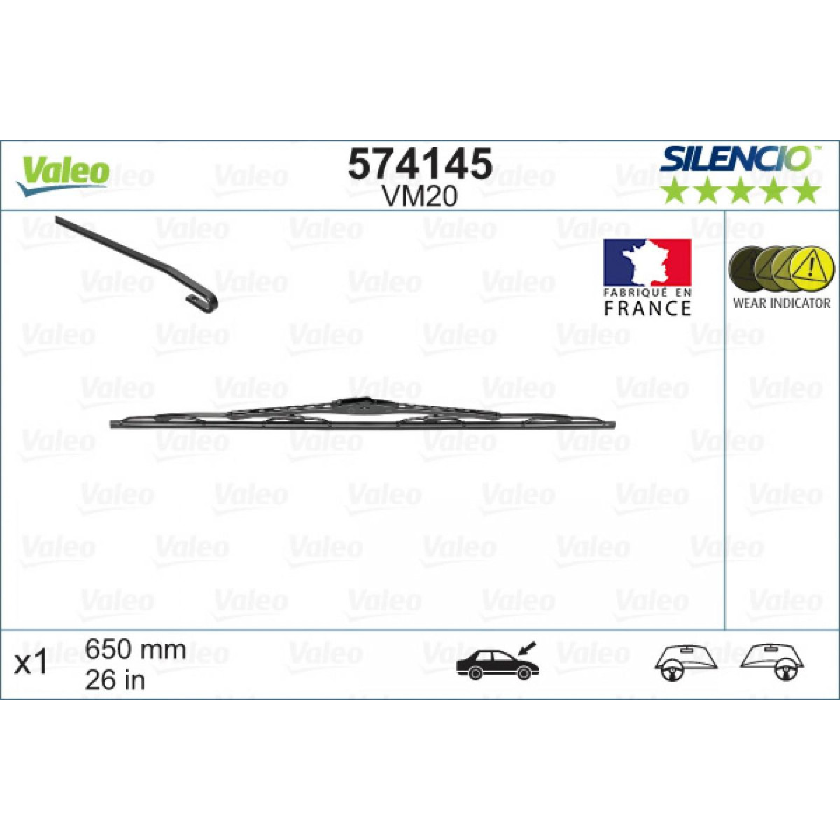Wischer Valeo Silencio Performance VM20, 650 mm Wischer Valeo Silencio Performance VM20, 650 mm