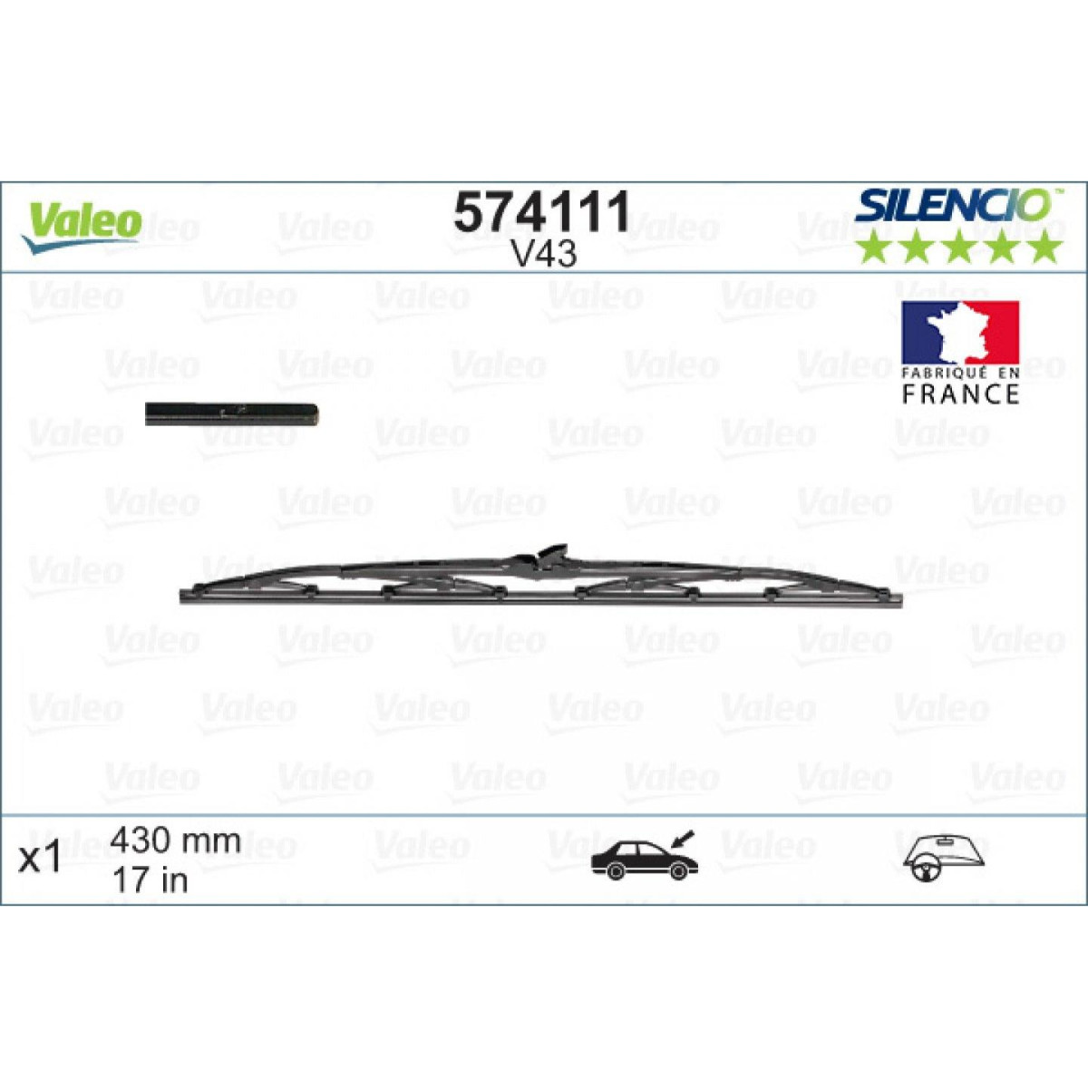 Wischer Valeo Silencio Standart V43, 430 mm Wischer Valeo Silencio Standart V43, 430 mm
