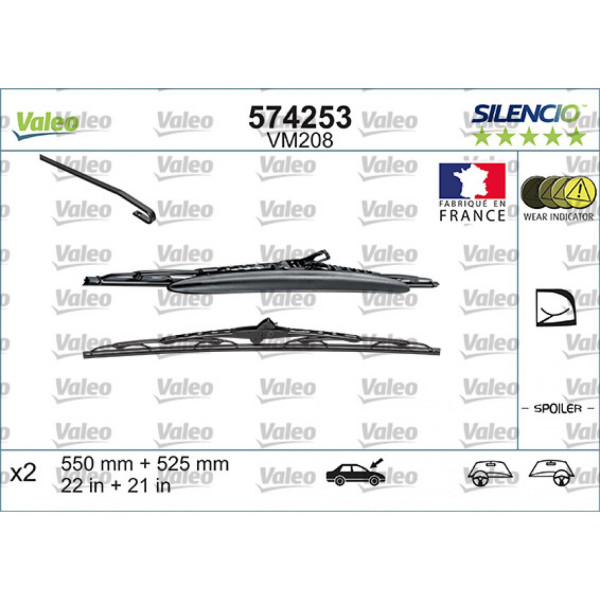 Wischerset Valeo Silencio Performance X2 VM208, 550/525 mm