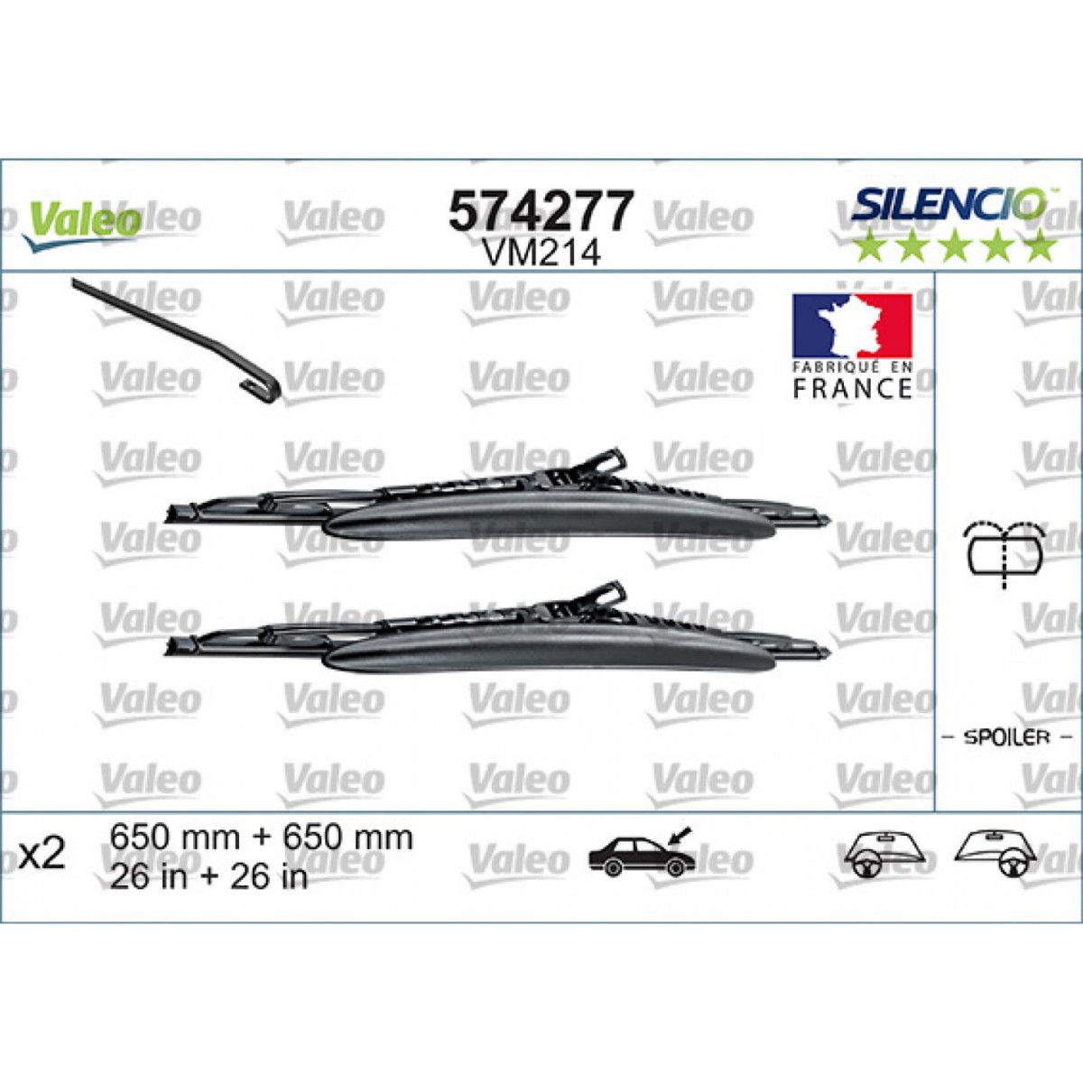 Wischerset Valeo Silencio Performance X2 VM214, 650/650 mm Wischerset Valeo Silencio Performance X2 VM214, 650/650 mm