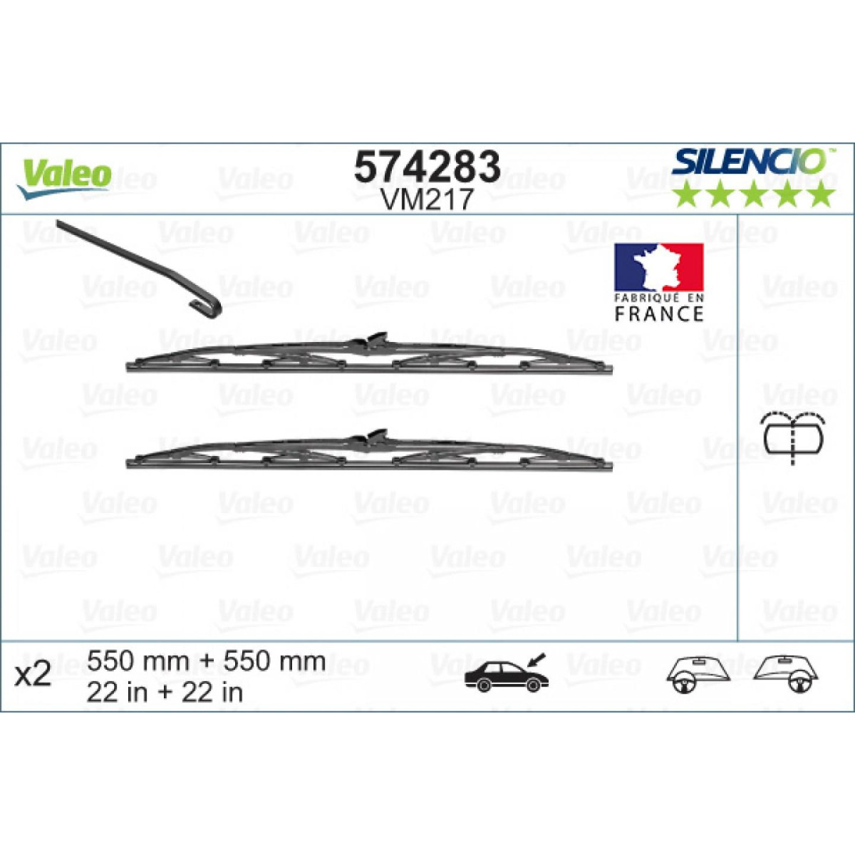 Wischerset Valeo Silencio Performance X2 VM217, 550/550 mm Wischerset Valeo Silencio Performance X2 VM217, 550/550 mm