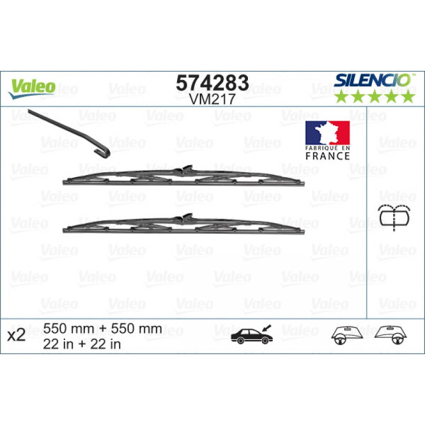 Wischerset Valeo Silencio Performance X2 VM217, 550/550 mm