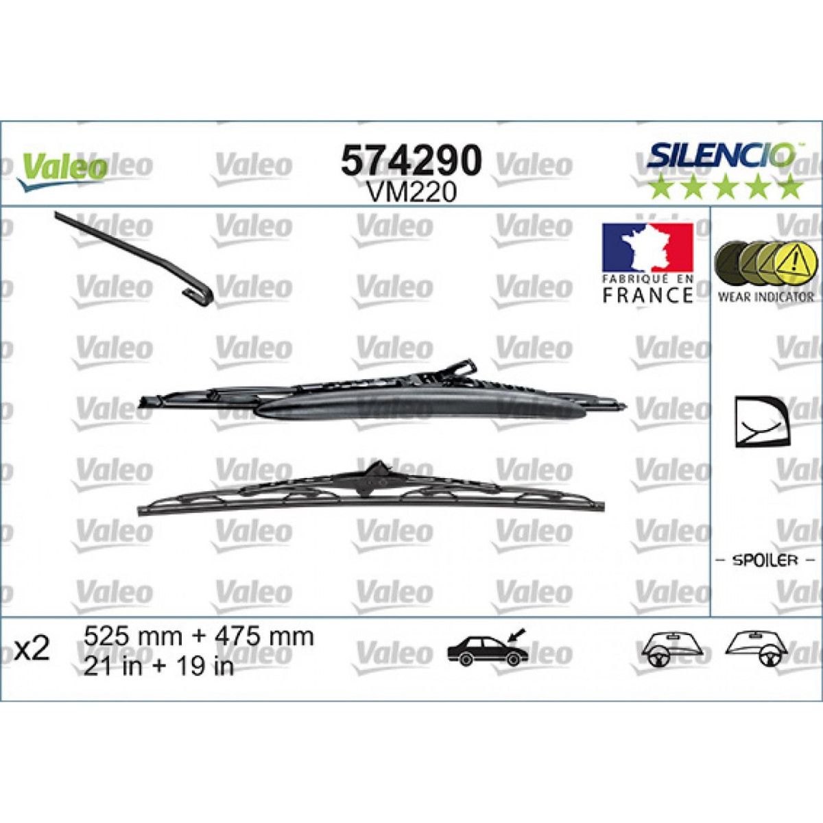 Wischerset Valeo Silencio Performance X2 VM220, 525/475 mm Wischerset Valeo Silencio Performance X2 VM220, 525/475 mm