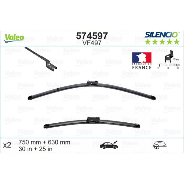 Wischerset Valeo Silencio VF497, 750/630 mm