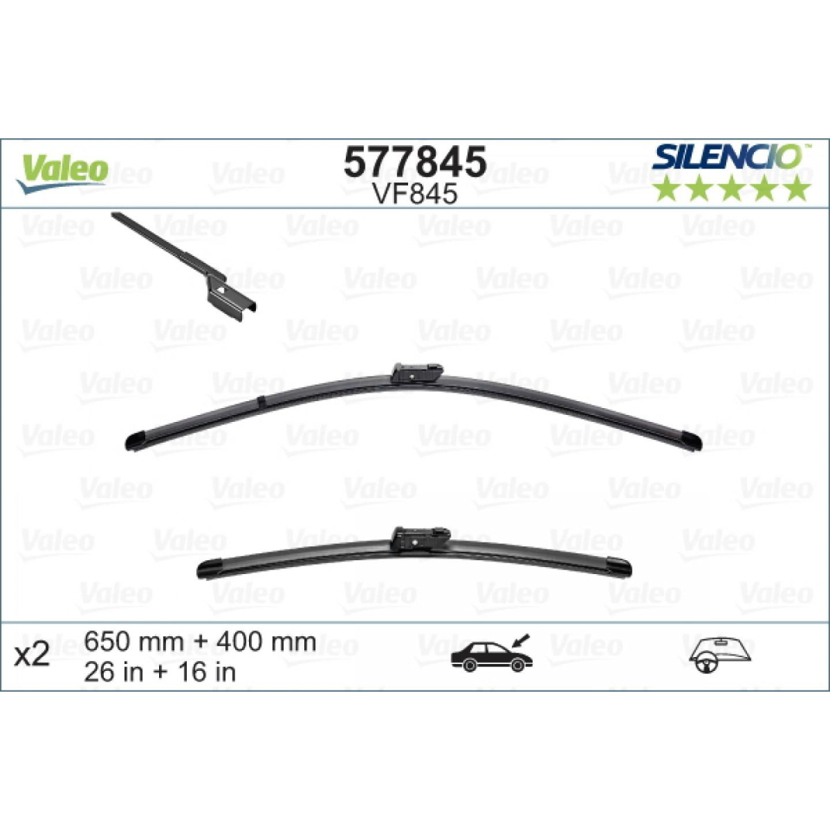 Wischerset Valeo Silencio VF845, 650/400 mm Wischerset Valeo Silencio VF845, 650/400 mm