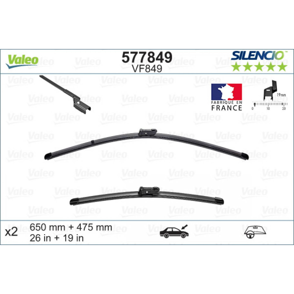 Wischerset Valeo Silencio VF849, 650/475 mm Wischerset Valeo Silencio VF849, 650/475 mm