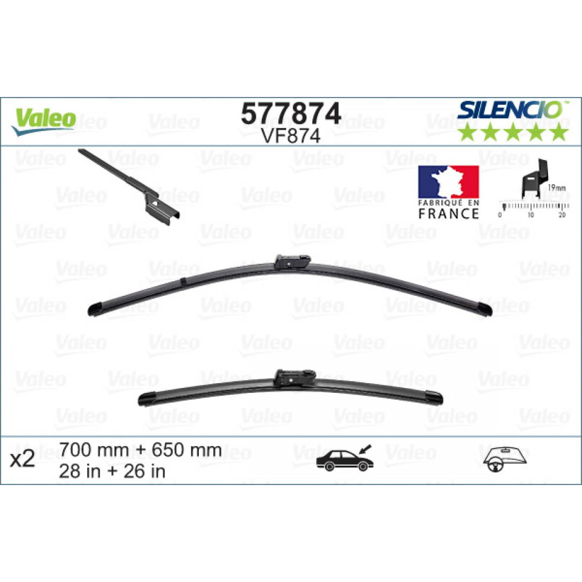 Wischerset Valeo Silencio VF874, 700/650 mm Wischerset Valeo Silencio VF874, 700/650 mm