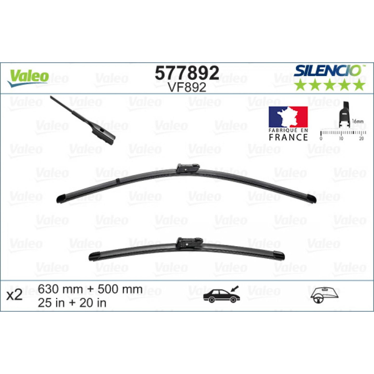 Wischerset Valeo Silencio VF892, 630/500 mm Wischerset Valeo Silencio VF892, 630/500 mm